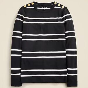 J. Crew Perfect-Fit Long-Sleeve Crewneck T-Shirt With Lion Buttons/NWT/XS